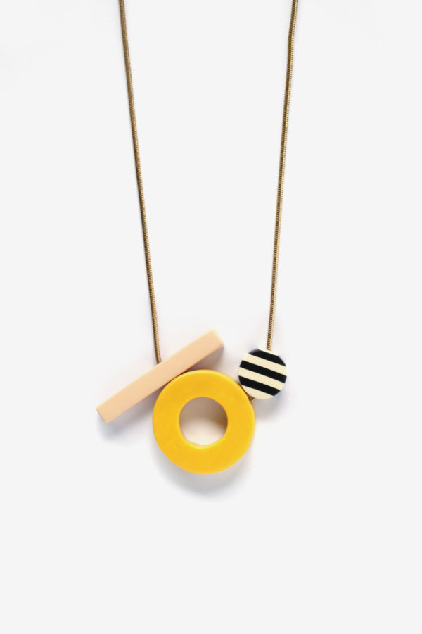 000004 2 HIRUNAKA box circle.stripes yellow pink contemporary geometric necklace clay yewelry handmade scaled