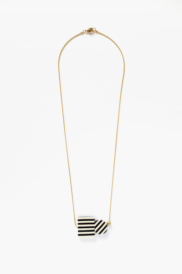 000008 1 BATZE square circle white black striped brass contemporary geometric necklace clay yewelry handmade scaled
