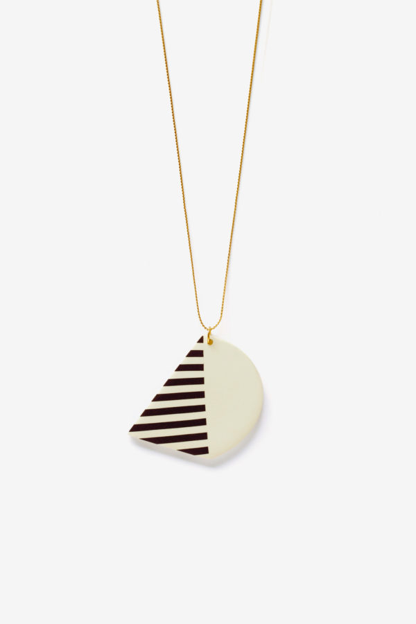 000009 2 UNE triangle semicircle stripes black white minimal geometric necklace clay yewelry handmade scaled