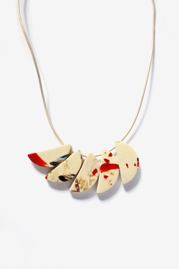 000015 4 BOST D RED white contemporary geometric necklace clay yewelry handmade scaled