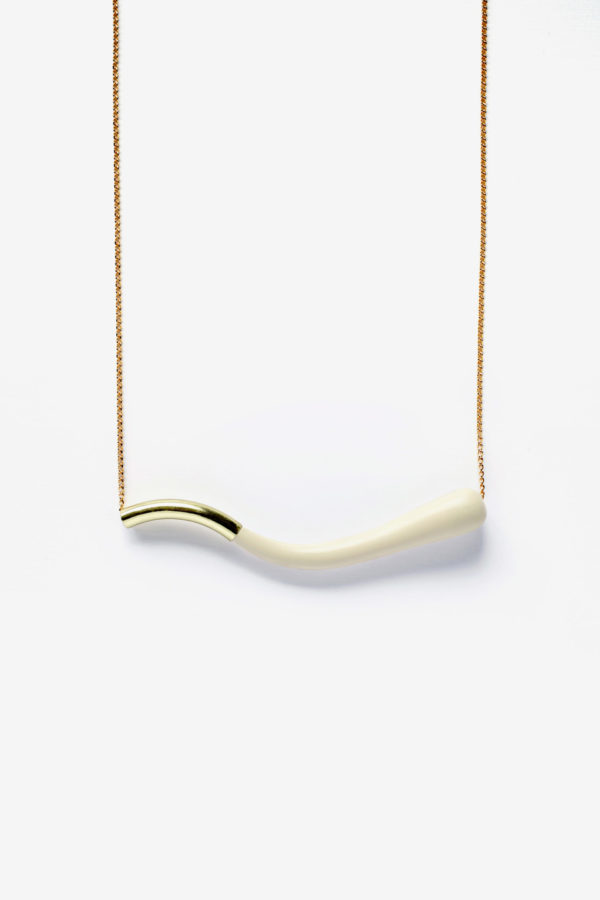000026 2 GAUR wave bone brass contemporary necklace clay yewelry handmade scaled
