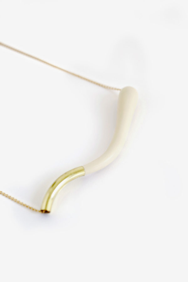 000026 3 GAUR wave bone brass contemporary necklace clay yewelry handmade scaled