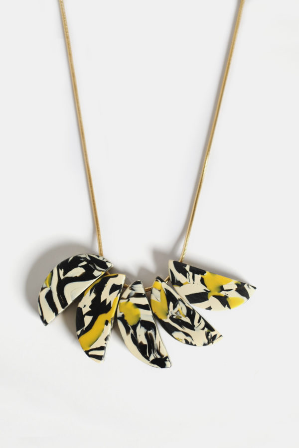 17 004 CO 2 BOST D MIX BW YELLOW contemporary geometric necklace clay yewelry handmade scaled