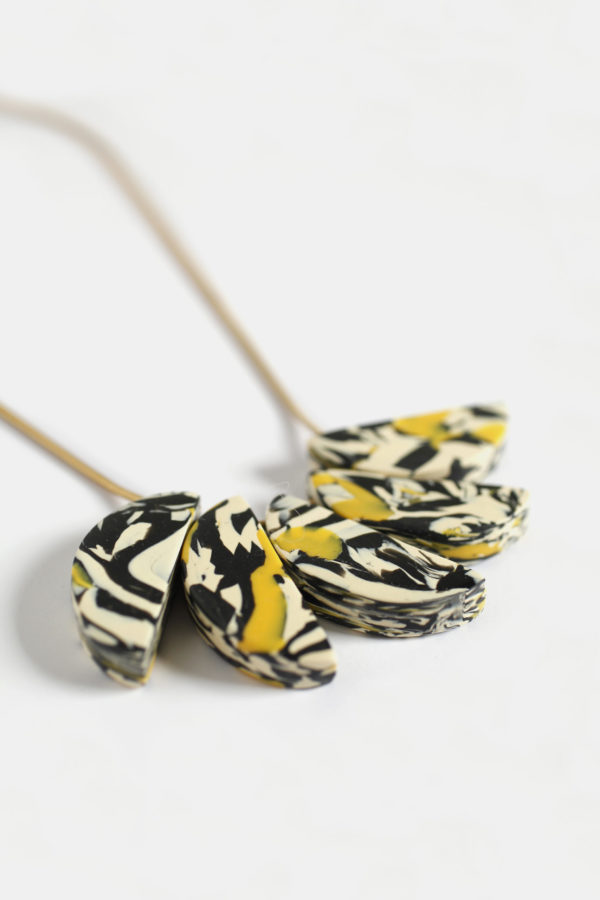 17 004 CO 3 BOST D MIX BW YELLOW contemporary geometric necklace clay yewelry handmade scaled