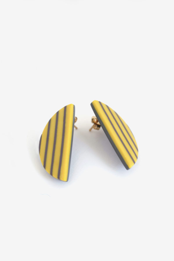 000009 01 16 2 D YELLOW stripes contemporary geometric earring clay yewelry scaled